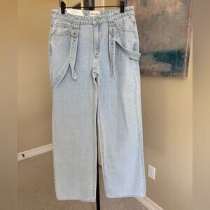 Abrand Womens 99 Low Baggy Jeans Light Vintage Indigo 26 Straight Ridged New